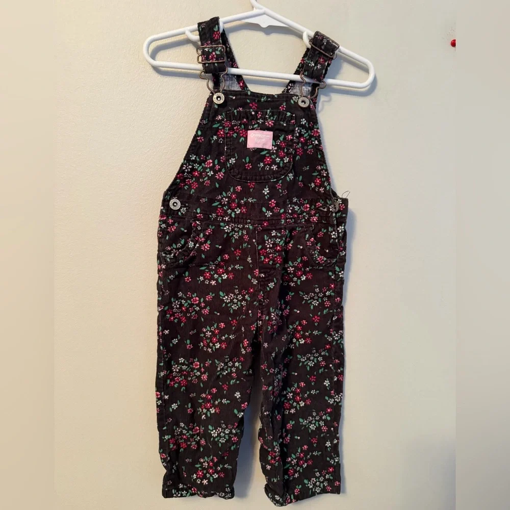 OshKosh B'gosh Vintage Black Floral Overalls